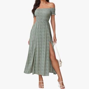 Sage Green Off-Shoulder Maxi Dress